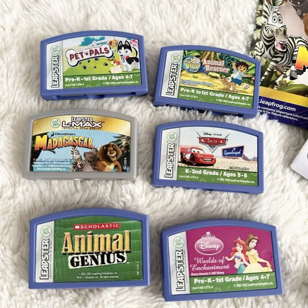 Leapfrog Leapster Games Lot Of 6 Cartridges Disney Princess Cars Pet Pals